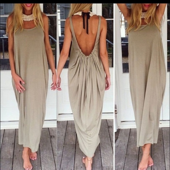 - Dresses & Skirts - Backless Strappy Long and Loose Maxi